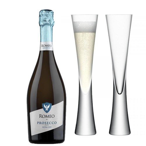 Romeo Prosecco DOC 75cl with LSA Moya Flutes